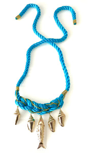 Turquoise Sea Charm Rope Necklace