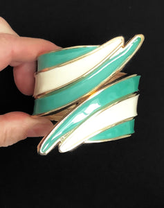 Green and White Cuff Bangle