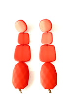 Load image into Gallery viewer, Long Orange Acrylic Statement Earrings
