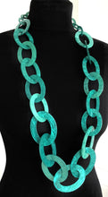 Load image into Gallery viewer, Long Teal Acrylic Chain Necklace
