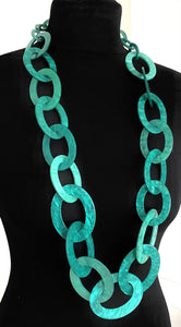 Long Teal Acrylic Chain Necklace