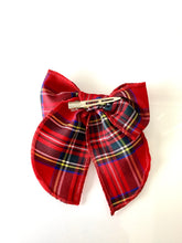 Load image into Gallery viewer, Red Tartan Bow Hairclip
