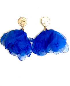 Cobalt Blue Chiffon Earrings