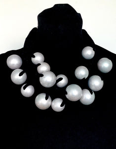 Chunky Silver Bead Statement Necklace