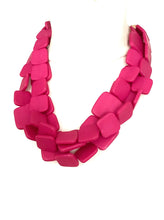 Load image into Gallery viewer, Cerise Pink Square Bead Necklace
