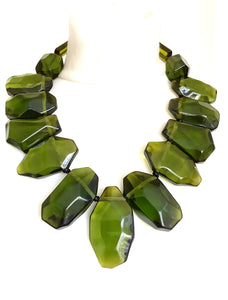 Green Abstract Acrylic Statement Necklace