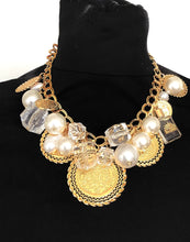 Load image into Gallery viewer, Gold Coin and Pearl Bead Handmade Necklace
