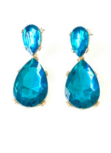 Load image into Gallery viewer, Teal Jewel Earrings
