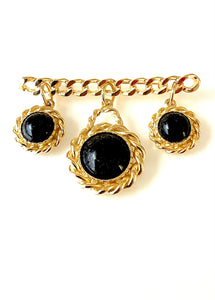 Vintage Black and Gold Brooch