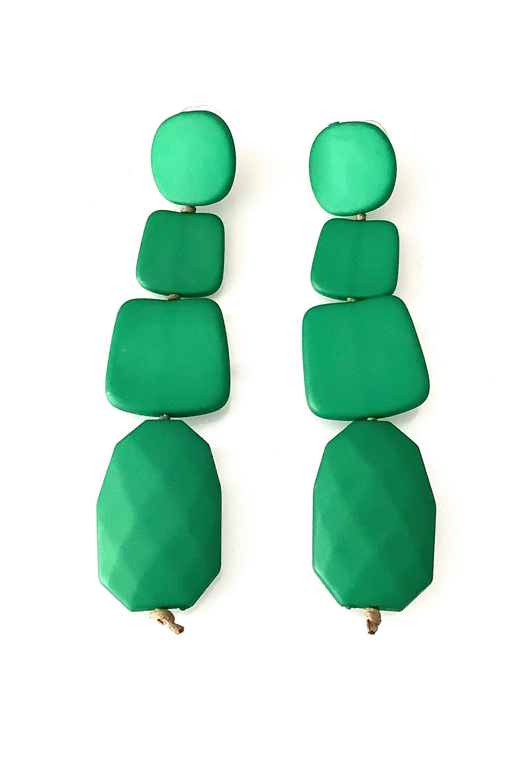 Long Green Acrylic Statement Earrings