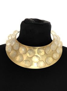 Clear Stone Jewelled Gold Torque Choker Necklace