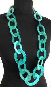 Long Teal Acrylic Chain Necklace