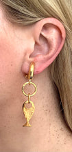 Load image into Gallery viewer, Clip On Gold Plated Fish Hoop Earrings
