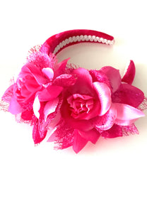 Pink Floral Padded Headband