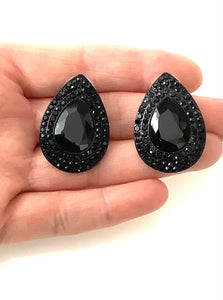 Black Jewelled Stud Earrings