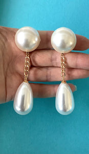 Faux Pearl Teardrop Statement Earrings