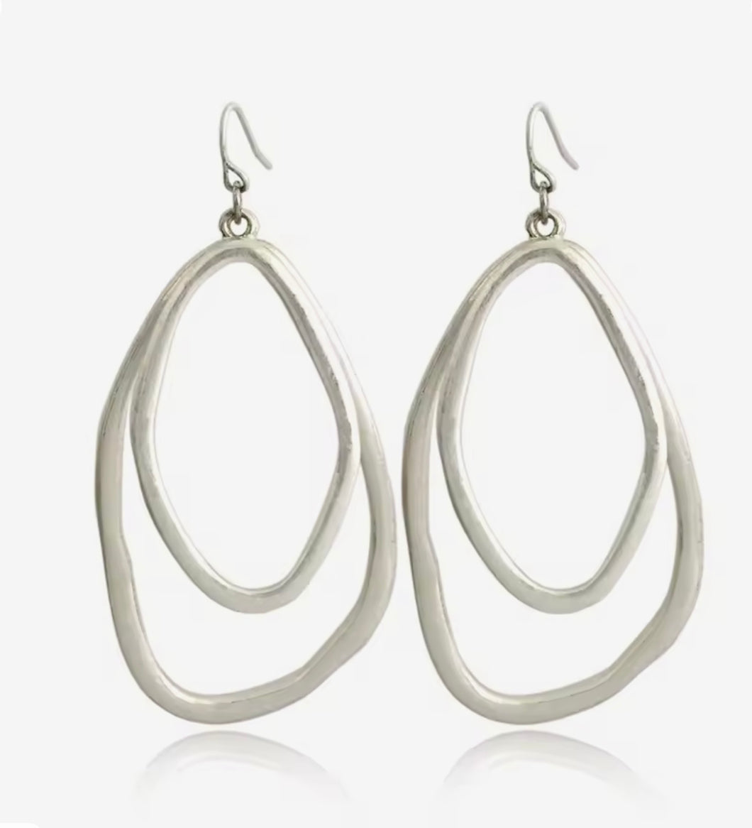 Silver Double Hoop Earrings