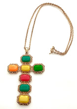 Load image into Gallery viewer, Neon Rainbow Cross Pendant Necklace
