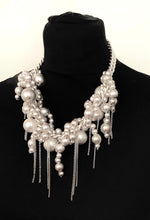Load image into Gallery viewer, Chunky Matte Silver Bead Statement Necklace

