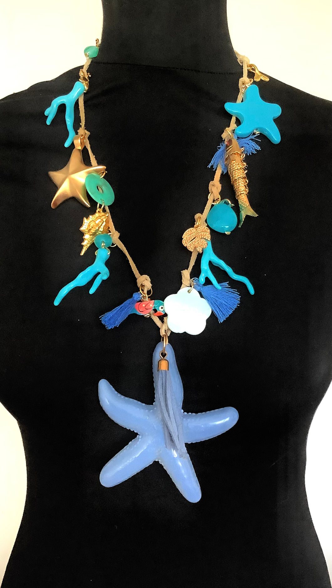 Blue Starfish Boho Charm Necklace
