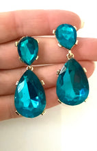 Load image into Gallery viewer, Teal Jewel Earrings
