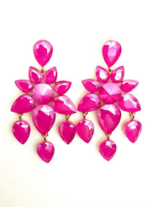 Pink Jewelled Prom Earrings