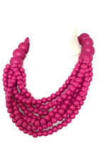 Load image into Gallery viewer, Chunky Pink Wooden Bead Necklace
