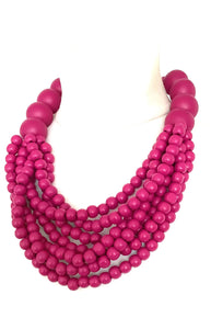 Chunky Pink Wooden Bead Necklace