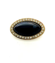 Load image into Gallery viewer, Black and Diamanté Oval Brooch
