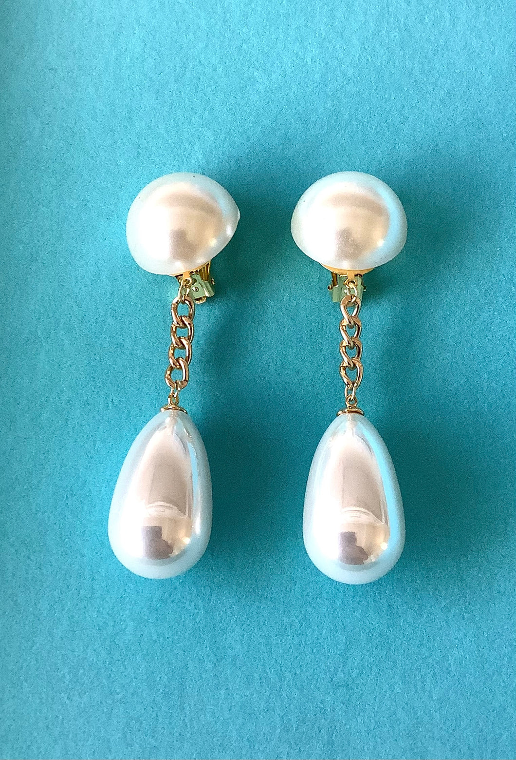 Faux Pearl Teardrop Statement Earrings