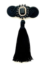 Load image into Gallery viewer, Black Brocade Tassel Brooch
