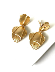 Clip On Vintage Gold Fish Statement Earrings