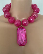 Load image into Gallery viewer, Pink Resin Bead and Gem Necklace
