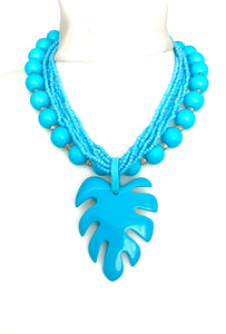 Turquoise Acrylic Leaf Necklace