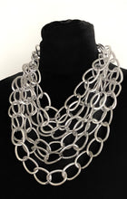 Load image into Gallery viewer, Chunky Silver Layered Chain Statement Necklace
