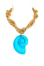 Load image into Gallery viewer, Turquoise Conch Shell Chunky Chain Necklace
