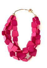 Load image into Gallery viewer, Cerise Pink Square Bead Necklace
