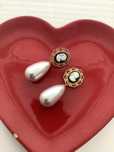 Load image into Gallery viewer, Cameo and Pearl Regency Style Clip On Earrings
