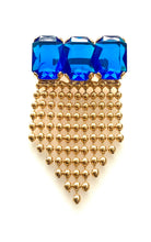 Load image into Gallery viewer, Vintage Blue and Gold Jewelled Brooch
