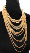 Load image into Gallery viewer, Chunky Gold Layered Waterfall Statement Necklace
