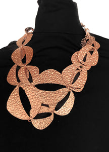 Rose Gold Hammered Abstract Chain Necklace