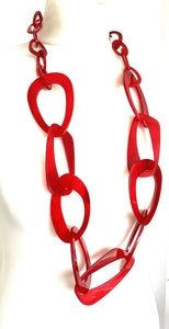 Long Red Acrylic Chain Necklace