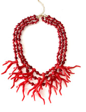 Load image into Gallery viewer, Red Acrylic Coral Necklace
