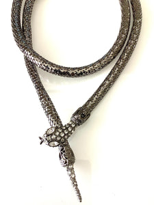 Vintage Gunmetal Long Snake Necklace