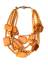 Load image into Gallery viewer, Mustard Layered Acrylic Bead Necklace
