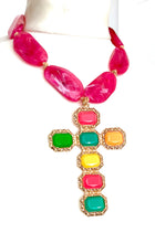 Load image into Gallery viewer, Neon Cross Boho Necklace
