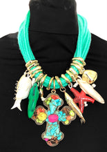 Load image into Gallery viewer, Boho Cross and Charm Necklace
