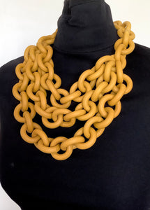 Mustard Rubber Chain Layered Necklace