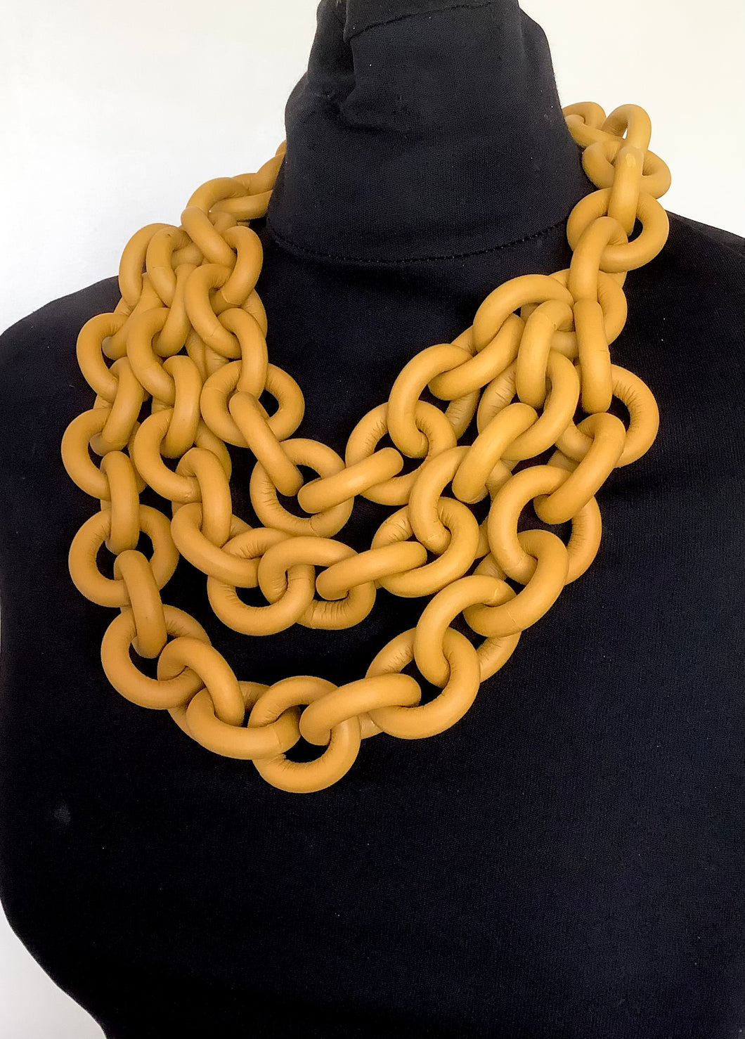 Mustard Rubber Chain Layered Necklace