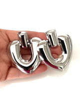 Load image into Gallery viewer, Clip On Silver Door Knocker Earrings
